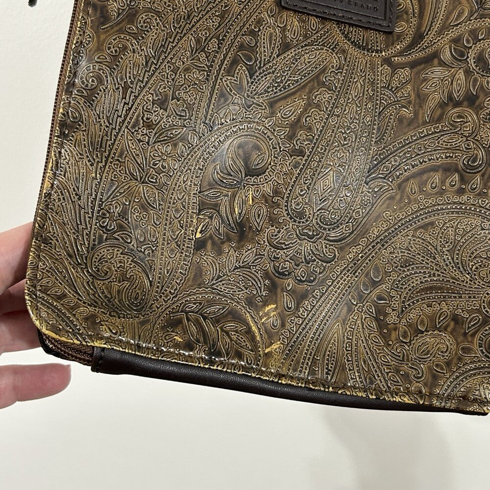 Relic Fossil Organizer Purse Brown Embossed Leather Shoulder Bag Paisley - Picture 14 of 16